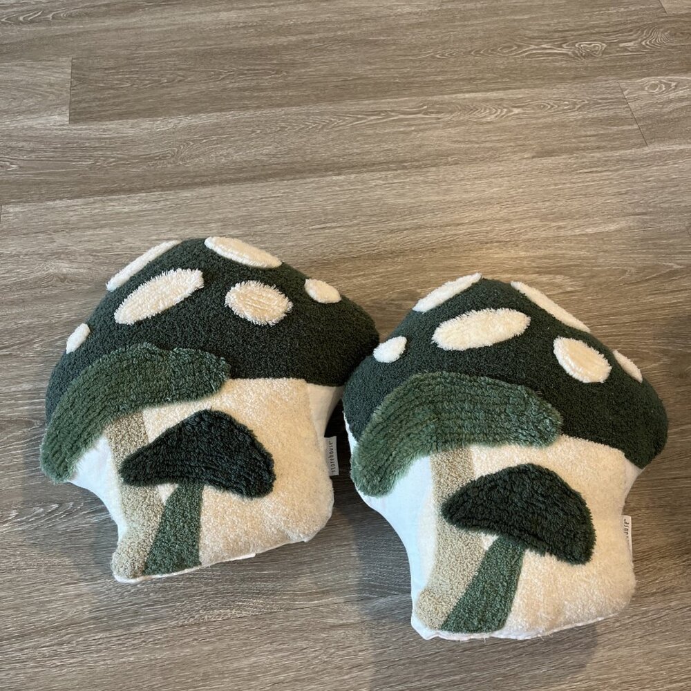 Storehouse Fall Mushroom Throw Accent Pillow Boho Green Hippy Retro Fuzzy